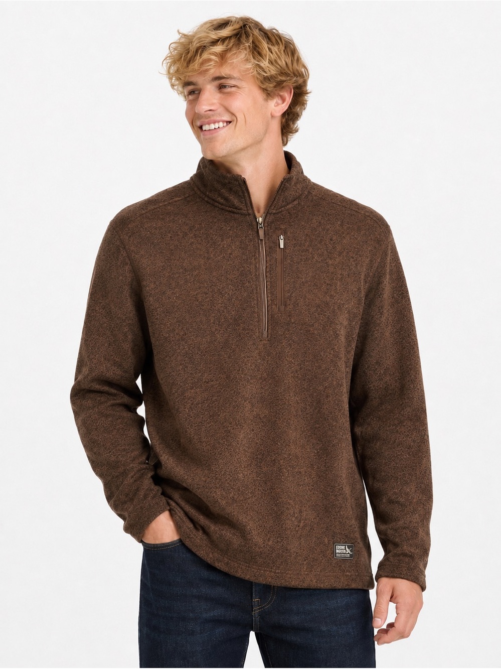 Eddie Bauer Men’s Radiator Fleece 1/4 Zip Brown Tall Large TL NWT